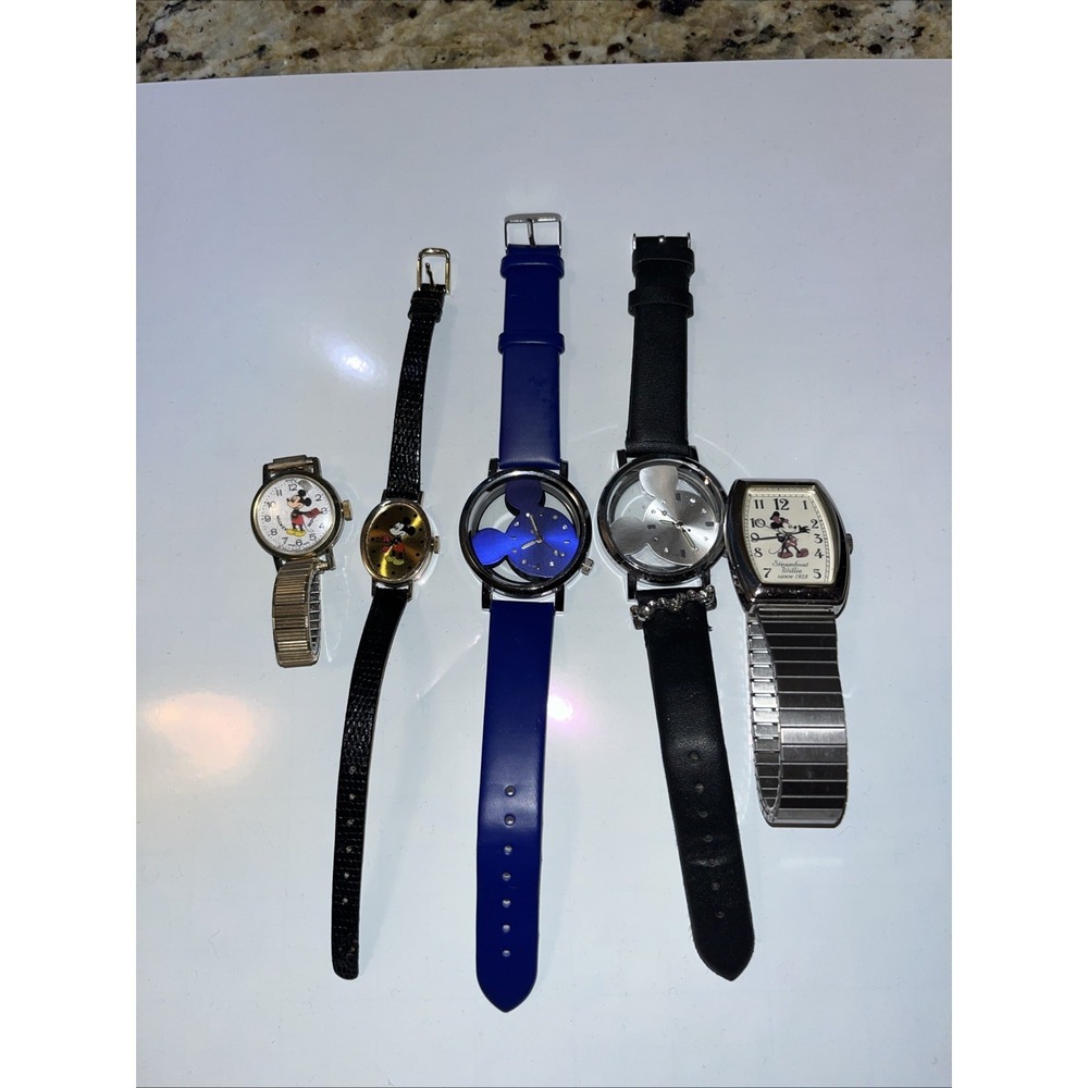 Vintage‎ Mickey Mouse Watches Lot Of 5 Need Batteries Pre Owned